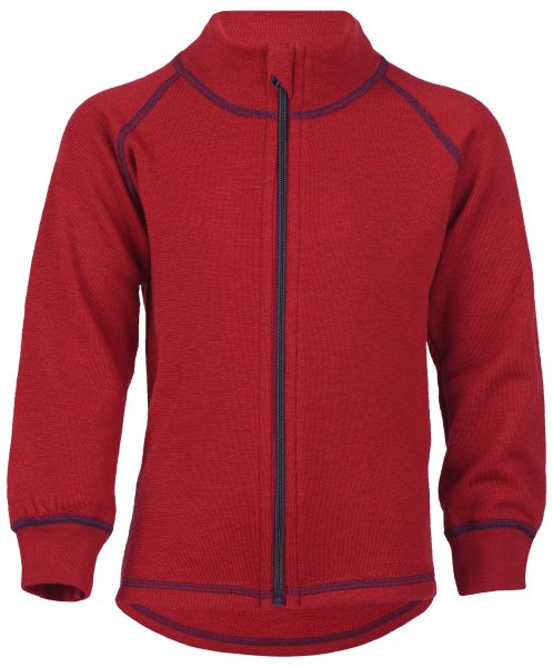 Sportive Zip-Jacke für Kinder, mit Kontrastnähten und Kinnschutz, Frottee Inside out rot melange